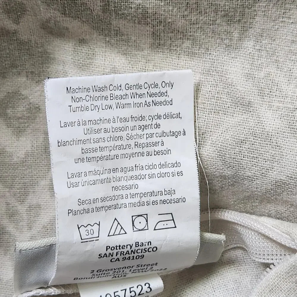 Pottery Barn Cotton Linen Euro Sham Size 24"x24" Ethnic Geometric Coastal - Picture 4 of 4